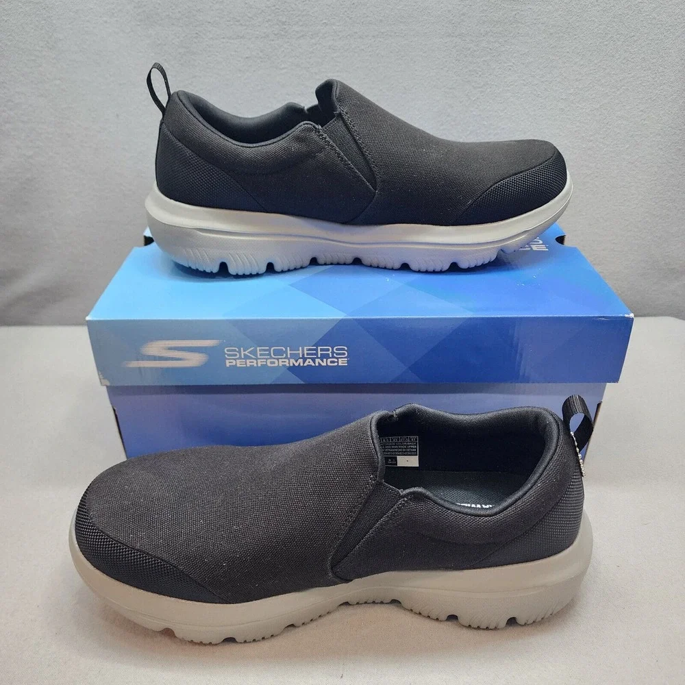 Skechers GoWalk Evolution Ultra Rapid Black Grey Extra Wide Fit Mens 9.5 54736WW